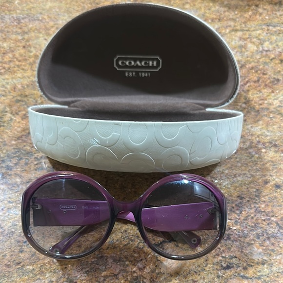 Coach plum sunglasses with Embossed White Sunglasses Case - Picture 1 of 12